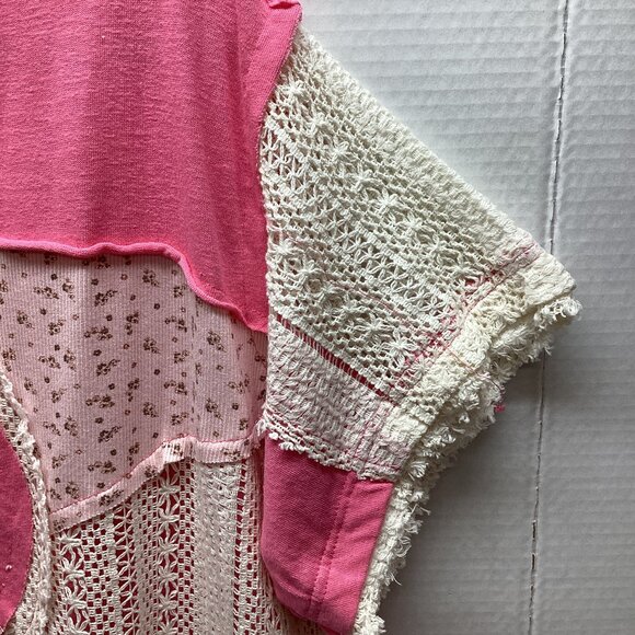 POL TOP PEACE PATCHWORK W/CROCHET CANDY PINK - Picture 10 of 10